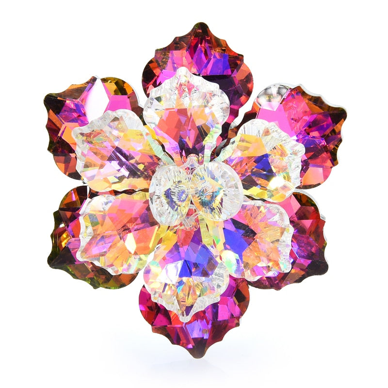 hining Glass Flower Brooches For Women