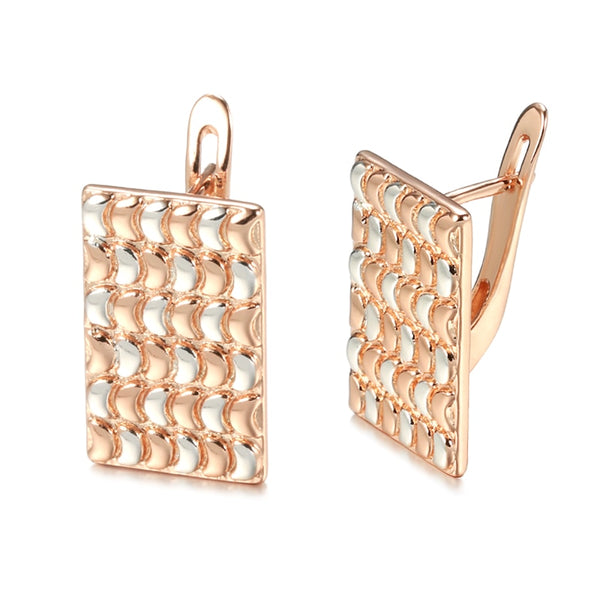 New Geometric Clip Earrings 585 Rose Gold Plated Silver Sequins Pendant Pierced Earrings