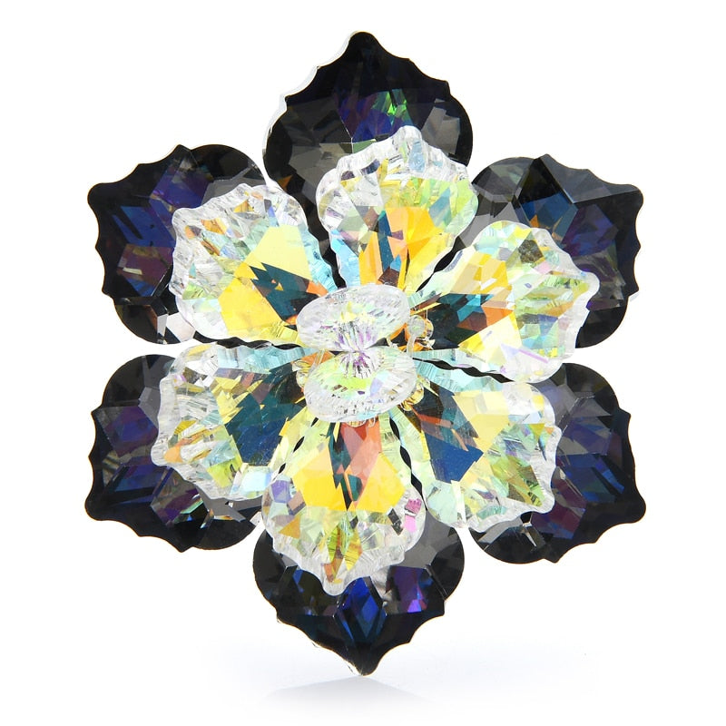 hining Glass Flower Brooches For Women