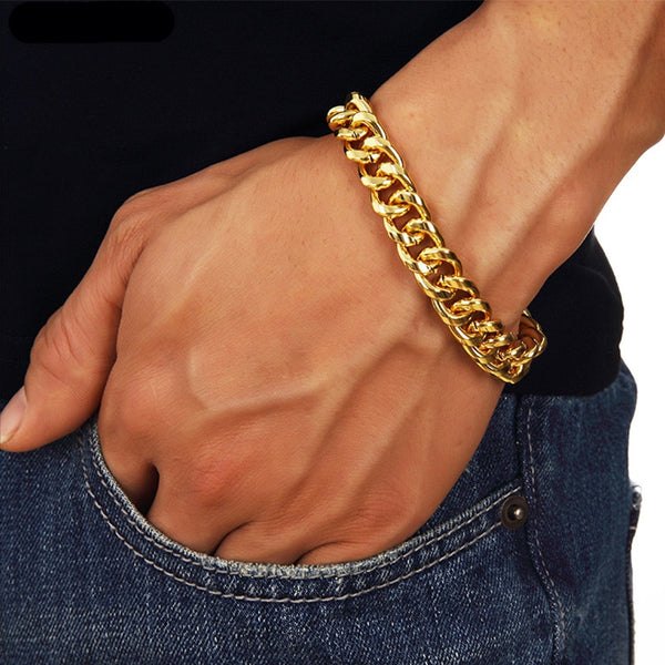 316L Stainless Steel Metal Bracelet High Quality Heavy Metal  Plated Chain