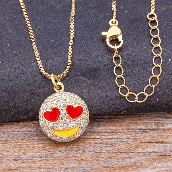 Fashion Cute Gold Plated Zircon Stone Pendant Long Chain Hip Hop Lucky Jewelry Necklace for Women