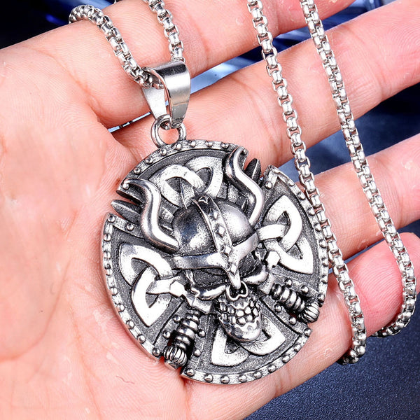 Vintage Vikings Accessories Stainless Steel Viking Warrior Necklace Pendant For Men's