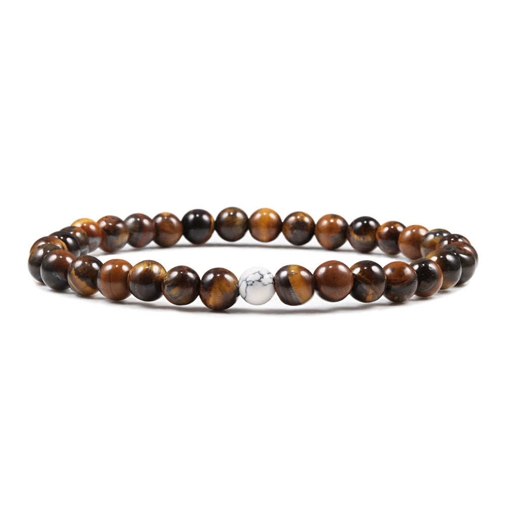 Classic 6mm Handmade Natural Beaded Bracelet Lava Tiger Eye Stone Strand Bracelets Women Men