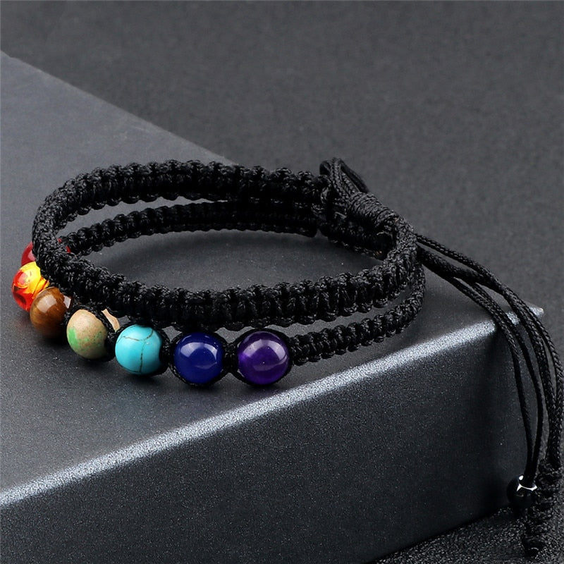 Couple Distance Lucky Bracelet 7 Chakra Black Red White Woven Thread Rope Bracelet Bangles