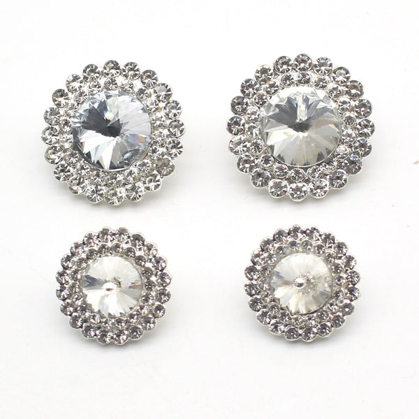 10Psc/Lot Rhinestone Round Mixed Size Alloy Buckle Sewing Button Decoration DIY