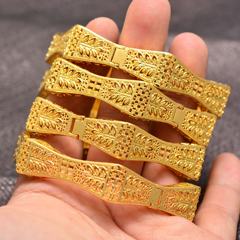 Dubai Arabic Kuwait Bamboo festival Gold Color Bangles Bracelets For women