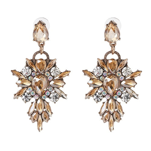 Fashion Jewelry Champagne Color Brincos Rhinestone Crystal Drop Earrings