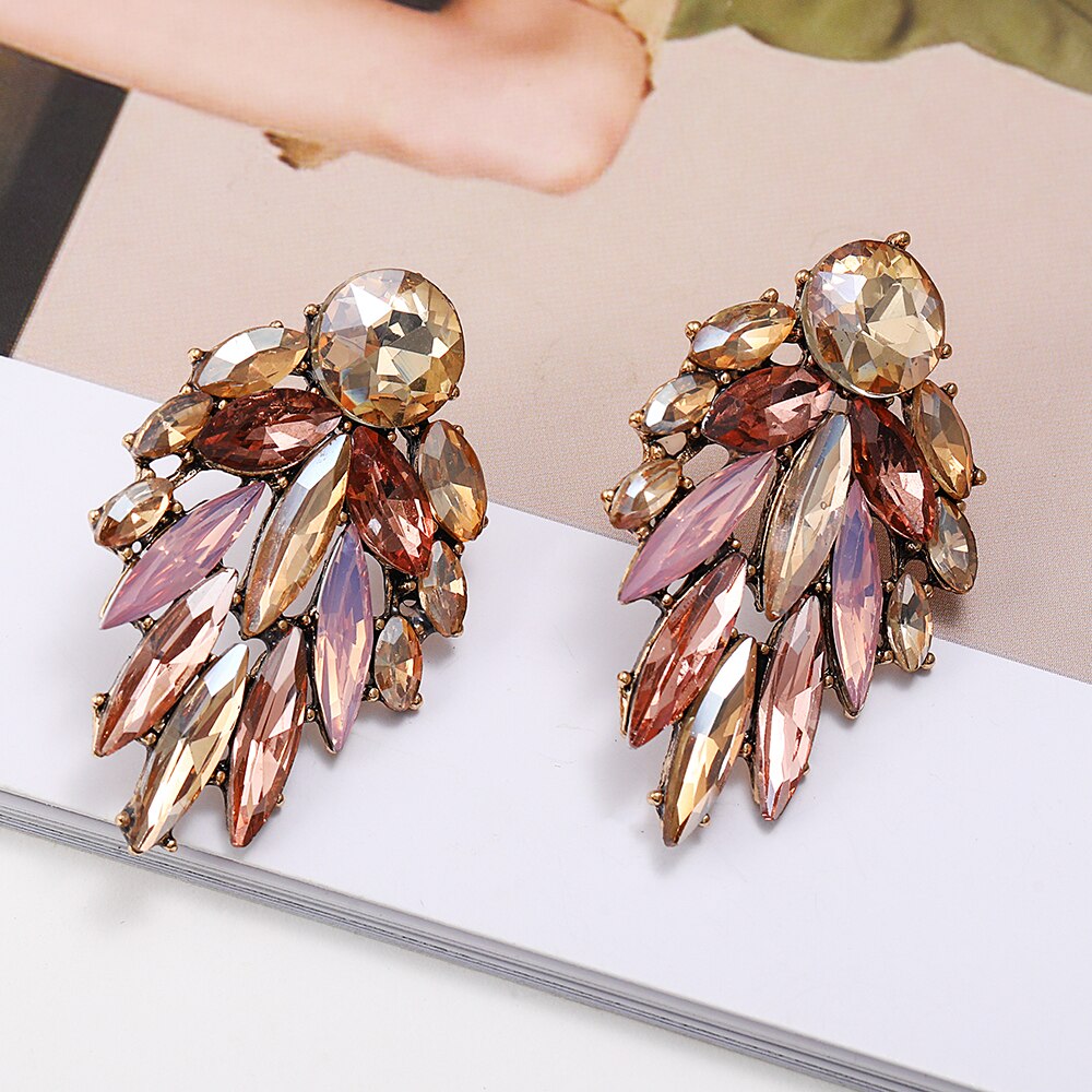 Korean Fashion Colorful Leaf Shape Large Stud Earrings