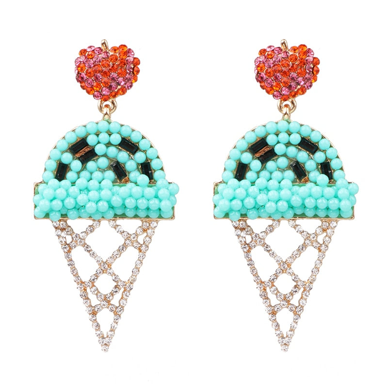 Fashion Fruit Crystal Earrings For Women Vintage Alloy Rhinestone Drop Earrings