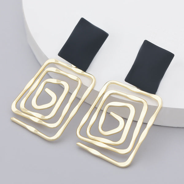 Fashion Simple Metal Back Shape Geometric Earrings Women