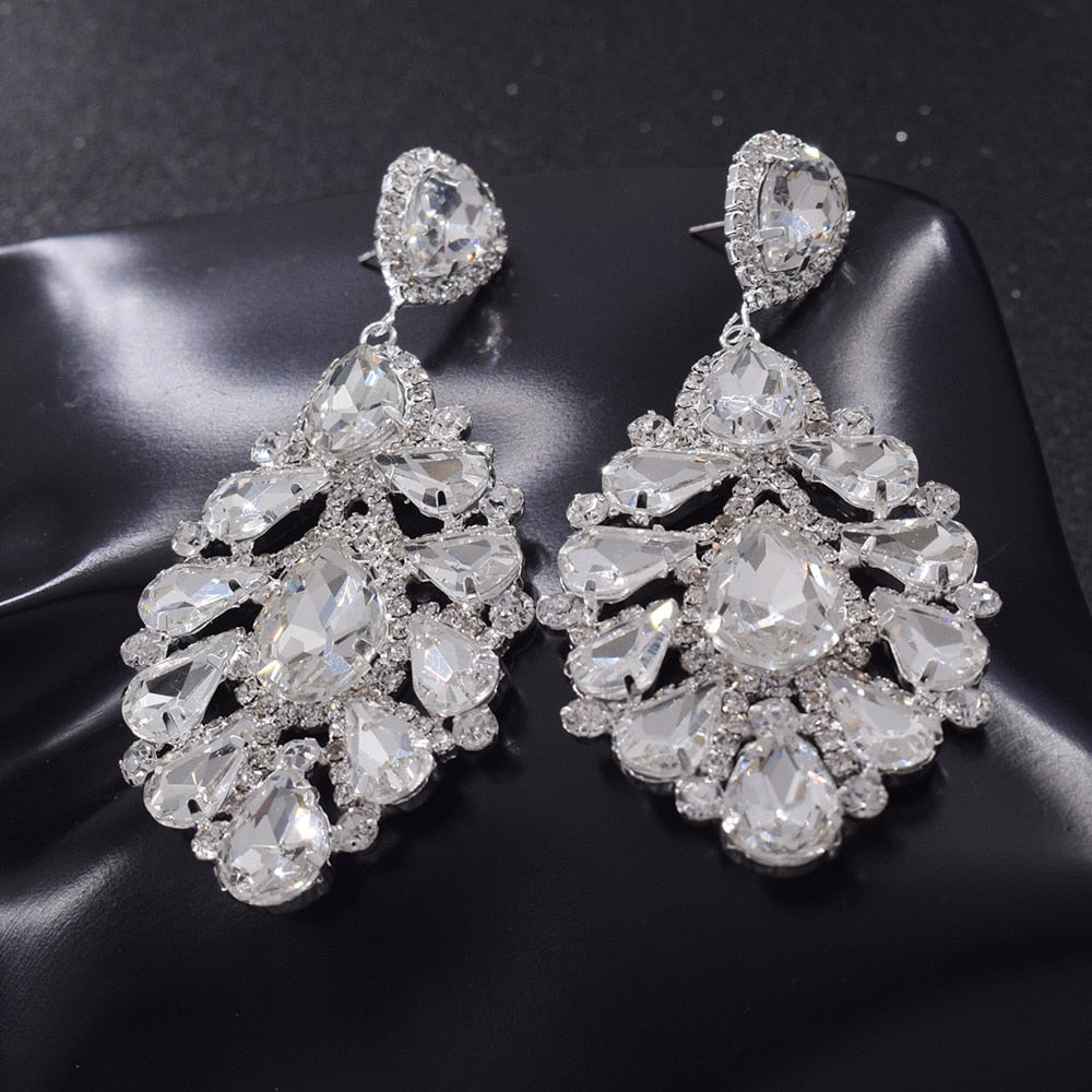 CUIER Exquisite Girls Waterdrop Earring with Rhinestones Sparkly Crystal Jewelry Accessories for Women Gift Wedding