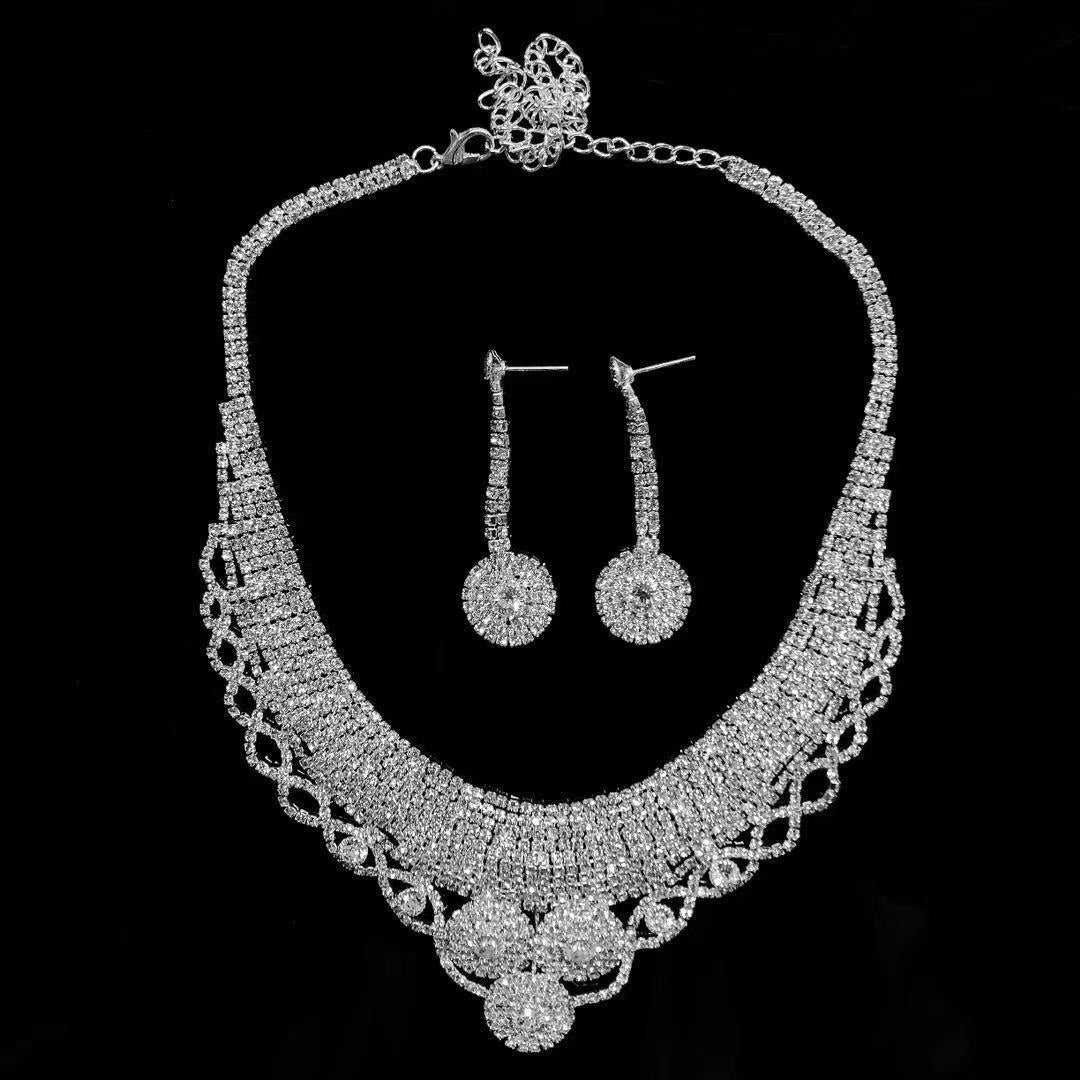 luxury exaggerated jewelry set Rhinestone Crystal Bridal Jewelry Set women