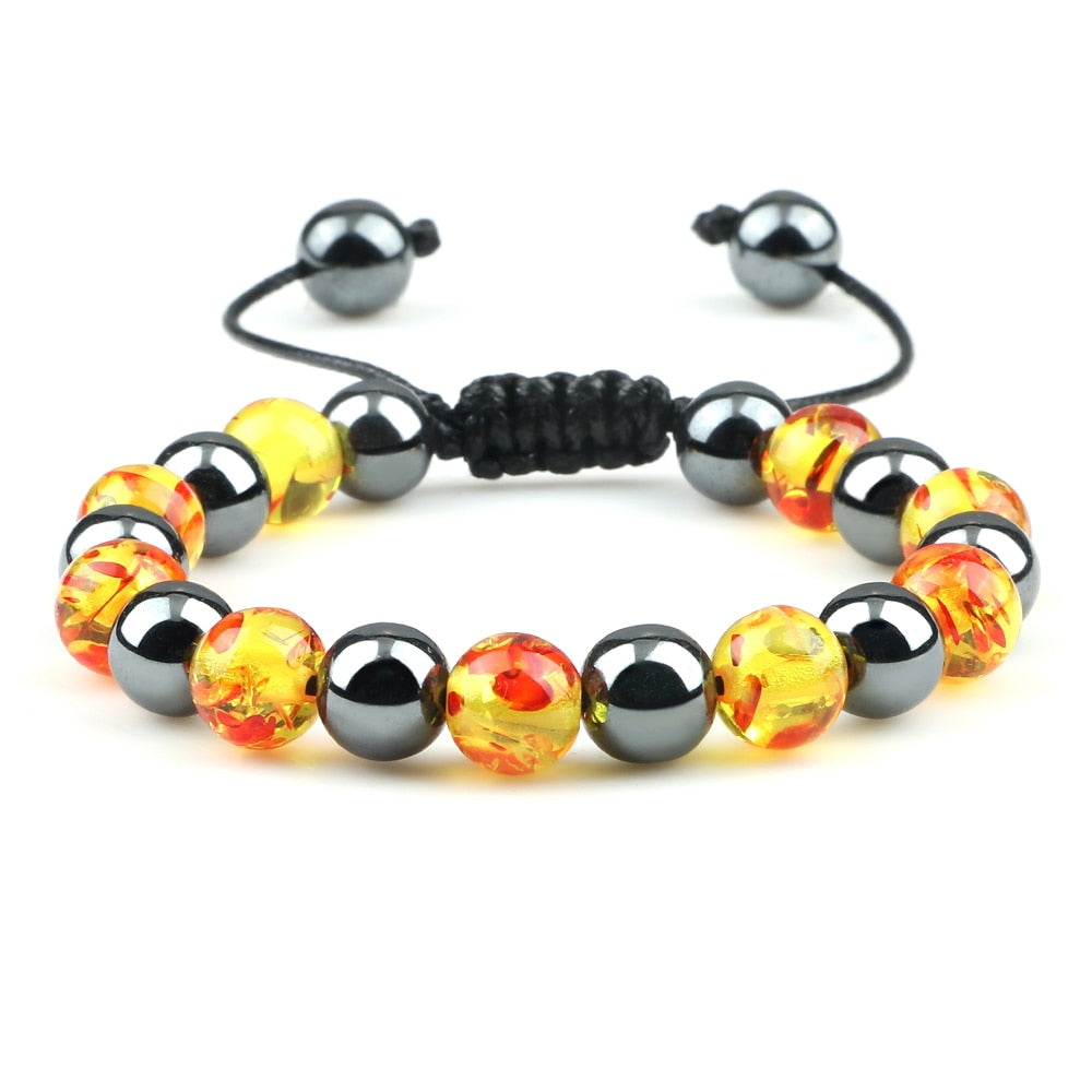 Fashion Men Beads Bracelet Charm Natural Tiger Eye Hematite Stone Bangle Women