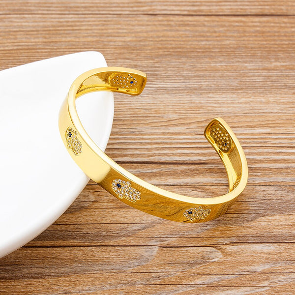 New Fashion Copper Zircon Wide Bangle for Women