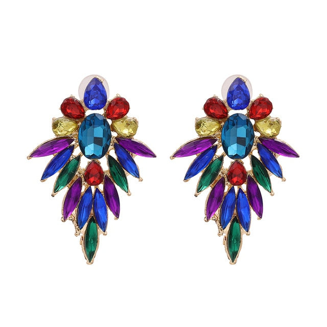 Crystal Earrings Women Large Big Statement Baroque Earrings