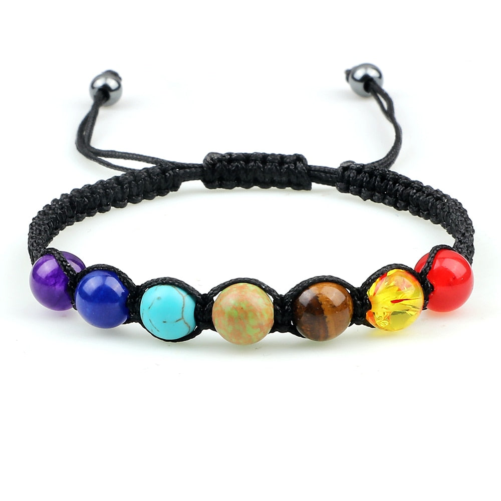 Yoga 7 Chakra Natural Stone Beads Bracelets Women Men Paryer Balance