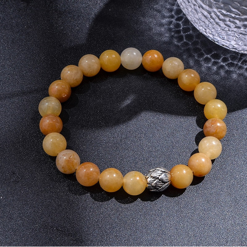 8mm Yellow Jade Knotted Japamala Necklace 108 Mala Beaded Meditation Yoga Blessing Jewelry Bracelet Set