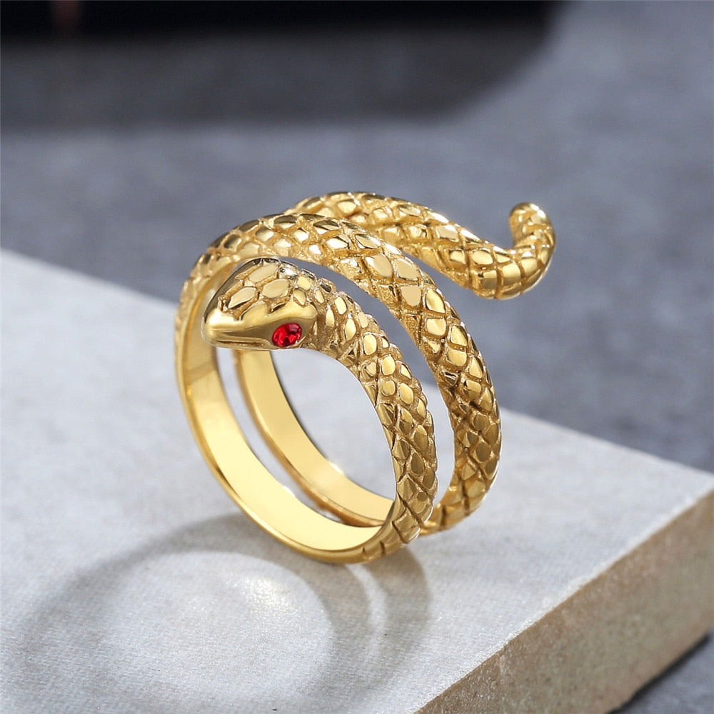 Men's Simple Stainless Steel Snake Rings For Men