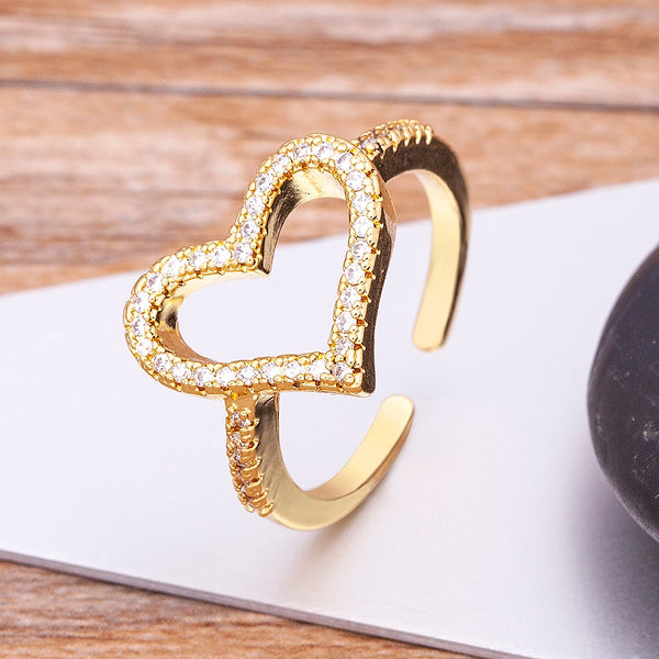 Charm Boho Open Adjustable Heart Rings Women