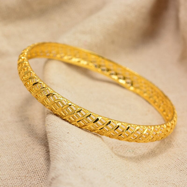 Big Size Dubai Arab Gold Color Wedding Bangles for Women Bride Bracelets