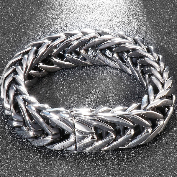 17MM Wide V Shape Titanium Male Bracelet Men Solid Stainless Steel Men's Bracelets