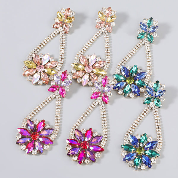 pauli manfi Fashion Metal Rhinestone Flower Earrings Women