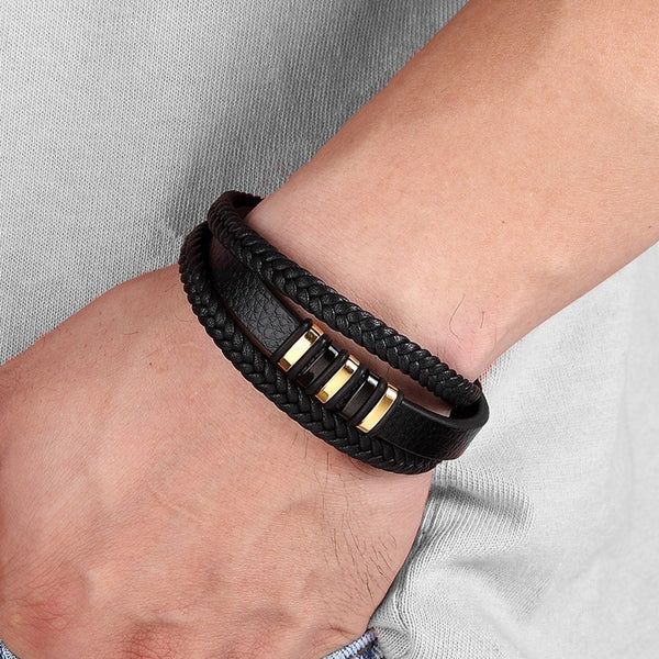 Men Multilayer Woven Leather Bracelet