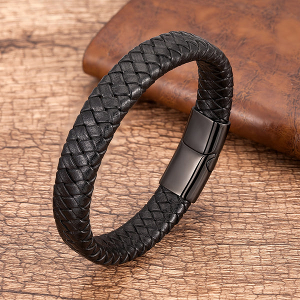 Charm Men Jewelry Classic Black Braided Leather Bracelet for Me