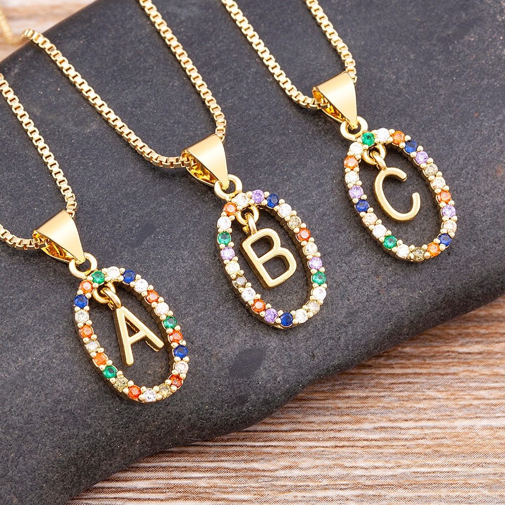 New Hot Sale Colorful 26 Letters A - Z Initial M S C K Alphabet Pendant Long Chain Necklace