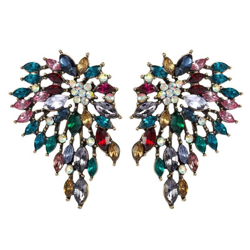 Fashion Colorful Rhinestone Earrings Women Bohemian Geometric Dangle Earring