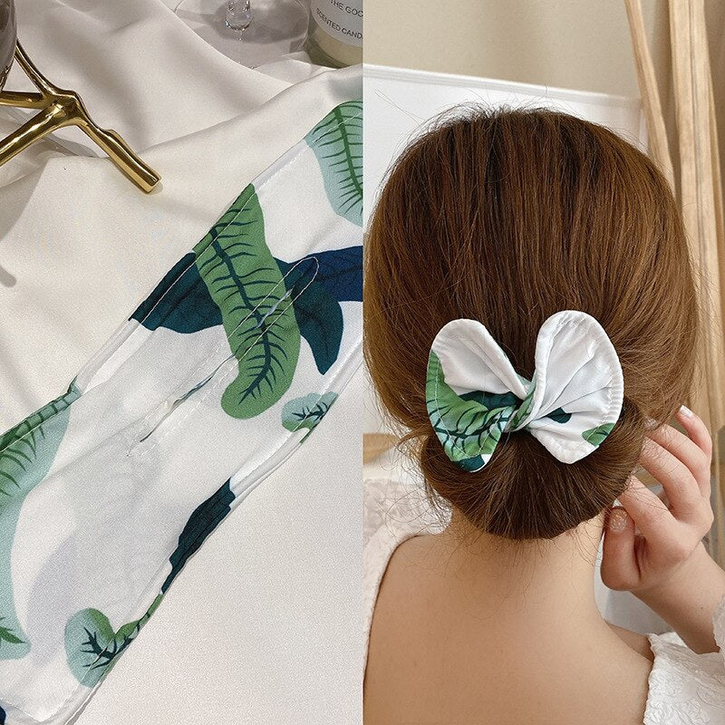 Fashion female magic twisting lazy long hair curly hair artifact printing bow headband