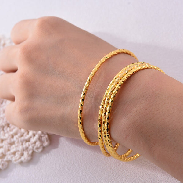 24K Middle East Arab Gold Bangles Bracelets Dubai Gold Color Bracelets Africa Bangles for Women