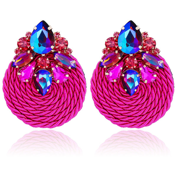 New Colorful Round Rhinestone Earrings