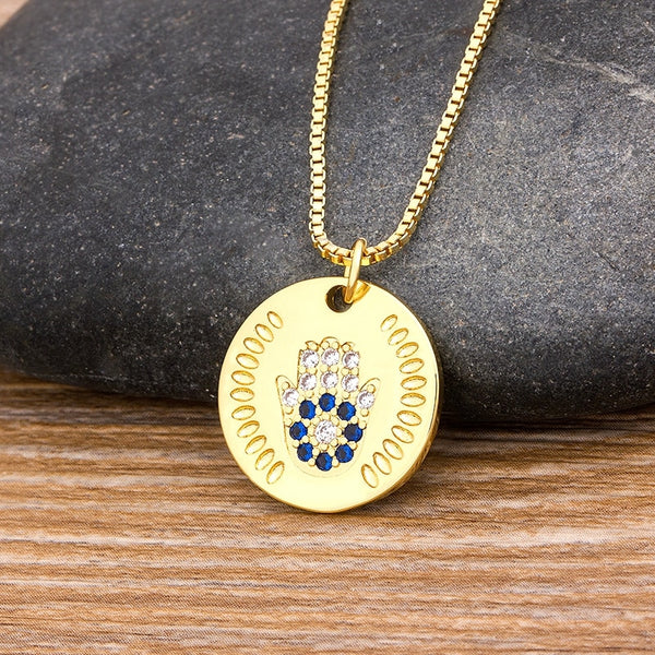 Hamsa Hand Shape For Women Collares Arabic Gold Color Pendant Necklaces