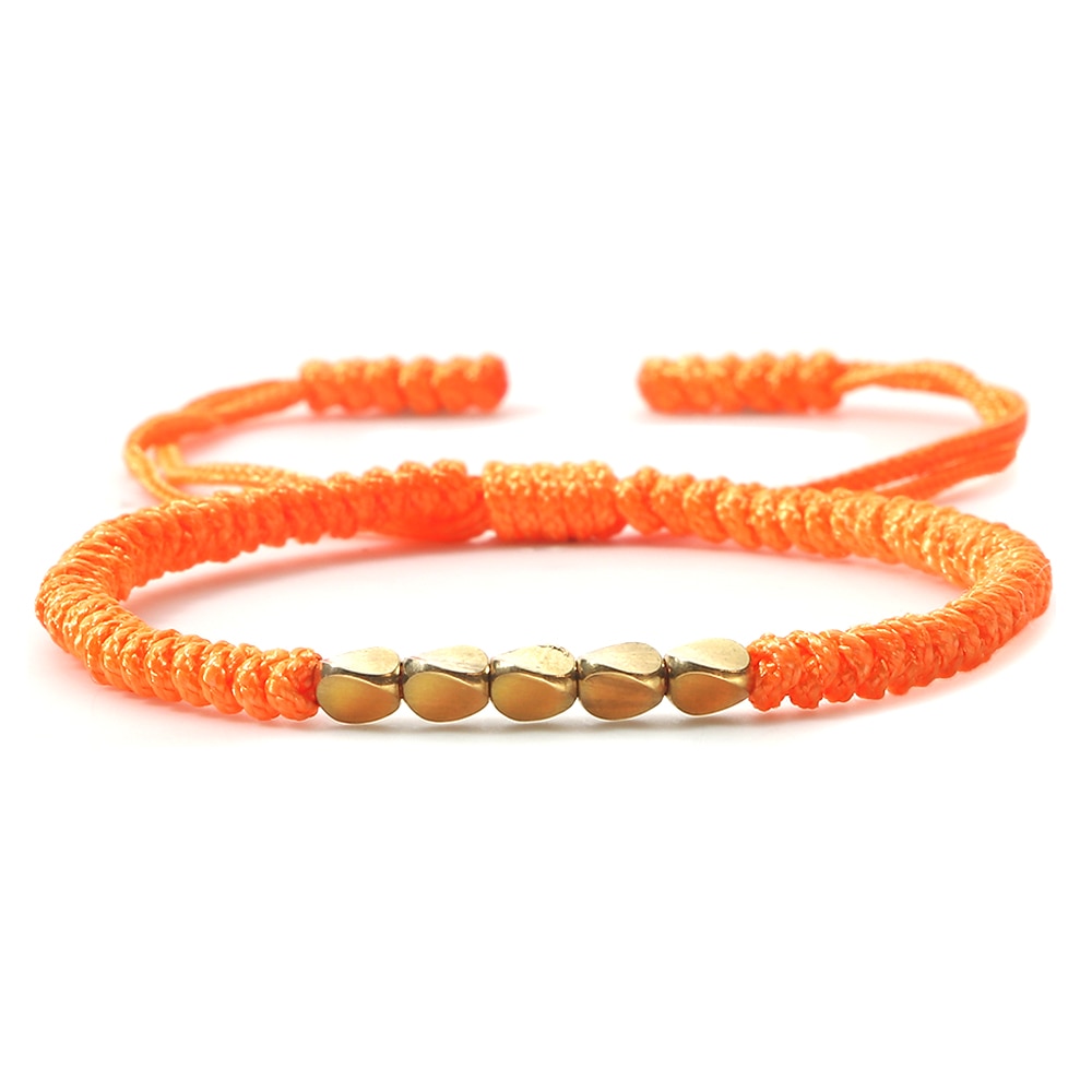 2pcs/set Handmade Woven Thread Rope Irregular Copper Beads Bracelets Women Men