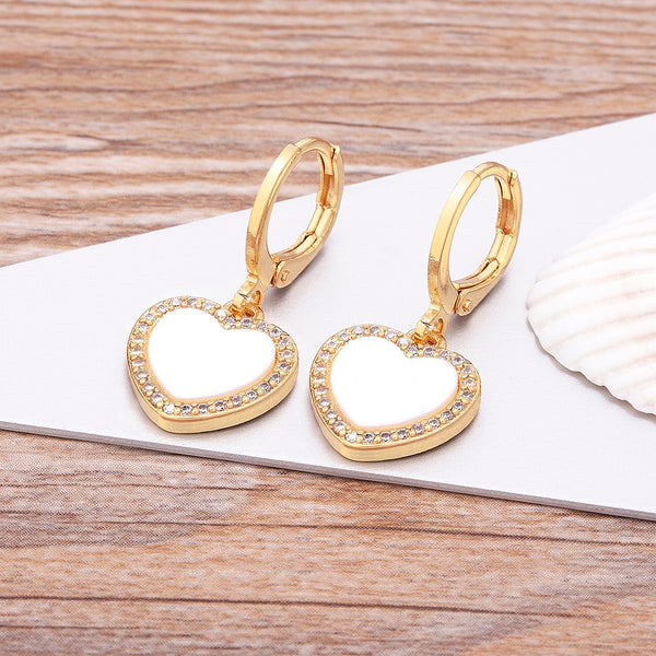 New Arrival 14 Styles Romantic Heart Shape Drop Earrings Women