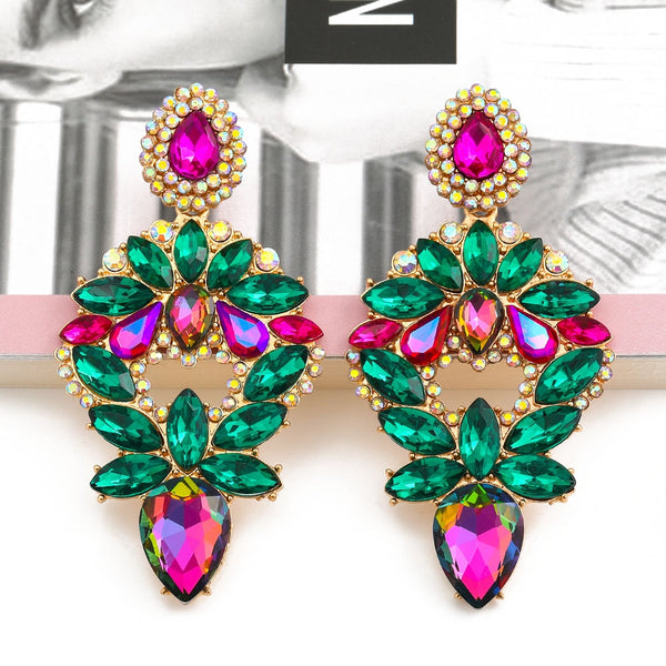 New Metal Colorful Crystal Drop Dangle Earrings