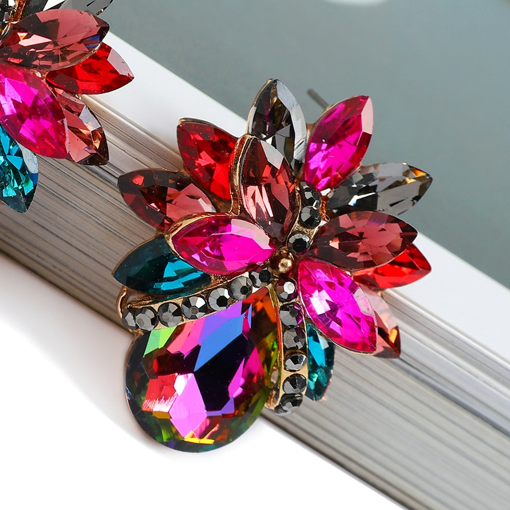 Korean Fashion Colorful Clear Crystal Stud Earrings