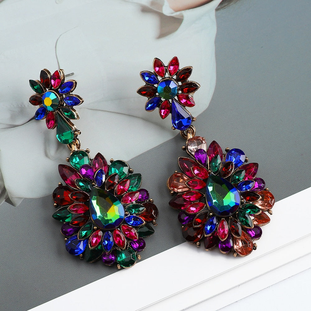 Charm Sweet Ethnic Style Flower Long Dangle Earrings