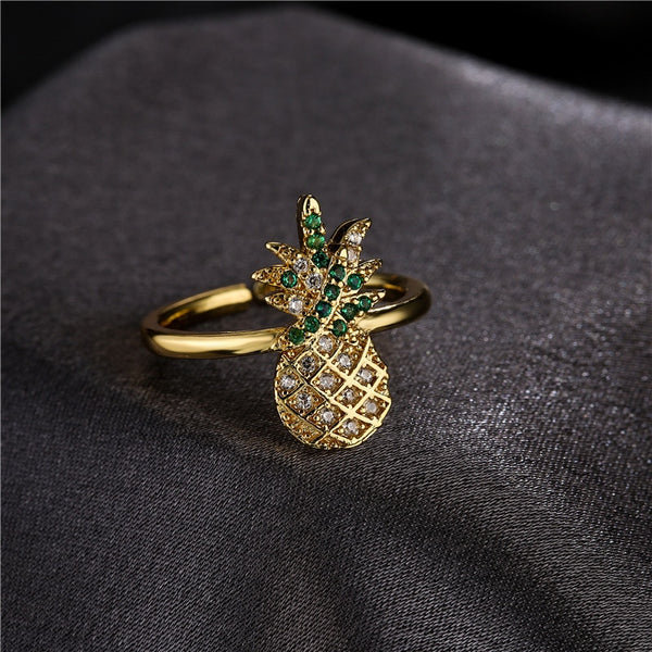 Fashion jewelry jewelry pineapple shaped ring AAA zircon true gold ring