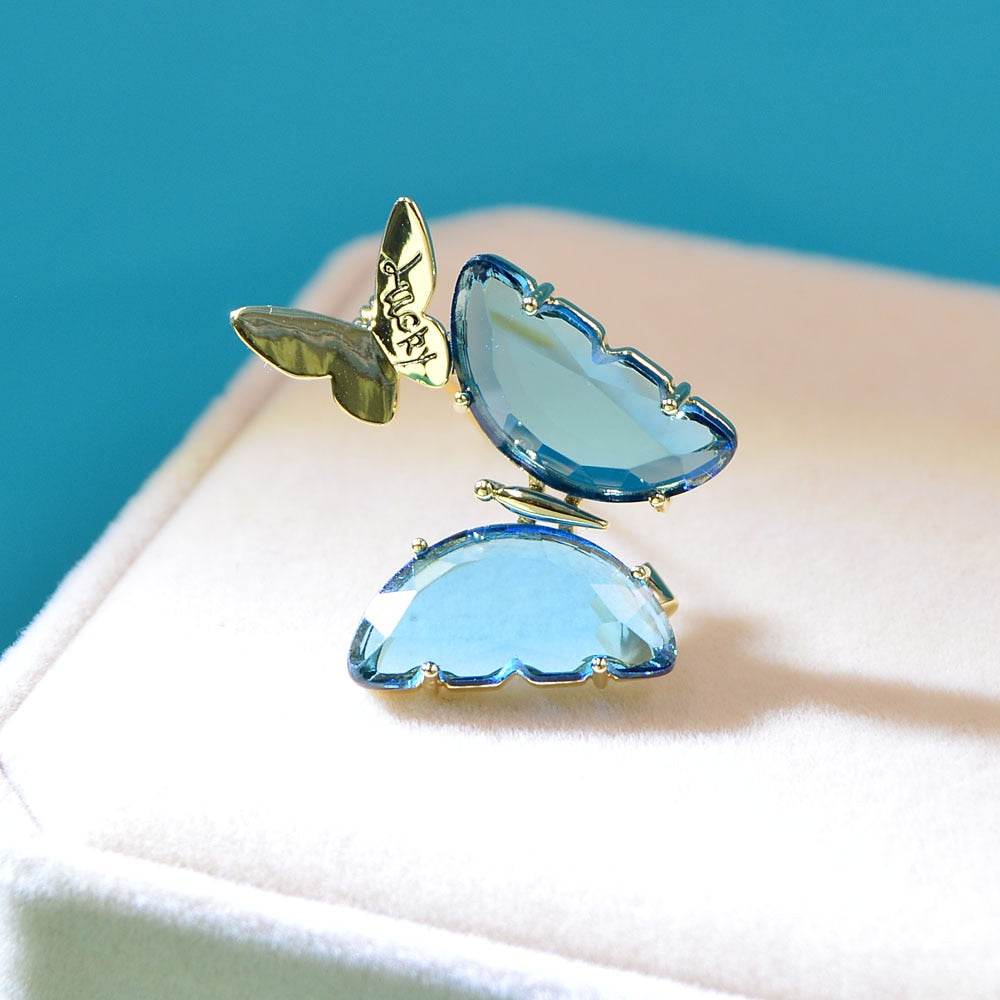 Clear Crystal Butterfly Brooches For Women