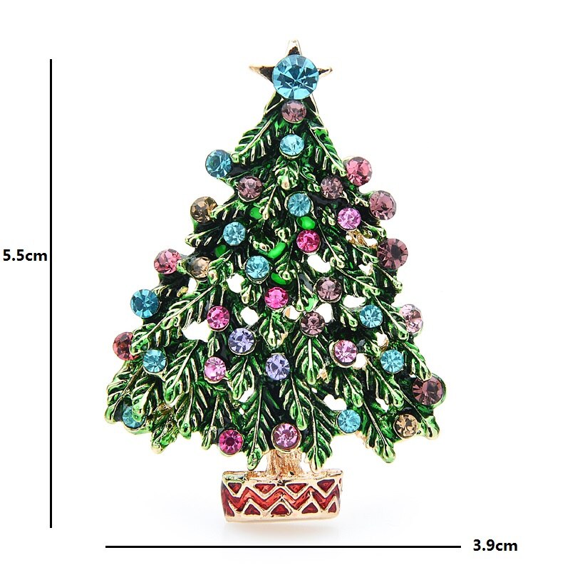 Green Enamel Tree Brooches Women Men Christmas Tree Party Causal Office Brooch