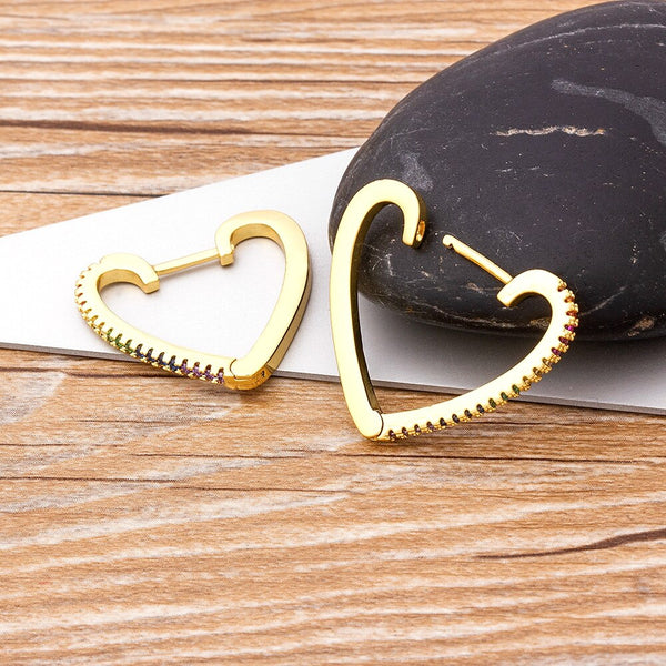 New Design Women Elegant Heart Hoop Colorful Earrings