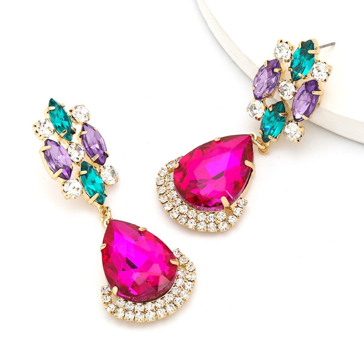 fashion summer new alloy color rhinestone temperament wild earrings