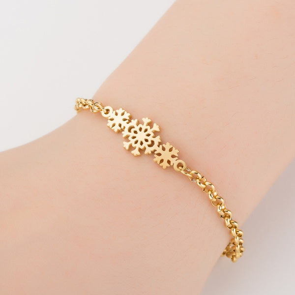 Stylish For Women Stainless Steel Bracelet Snowflake Gold color bracelet