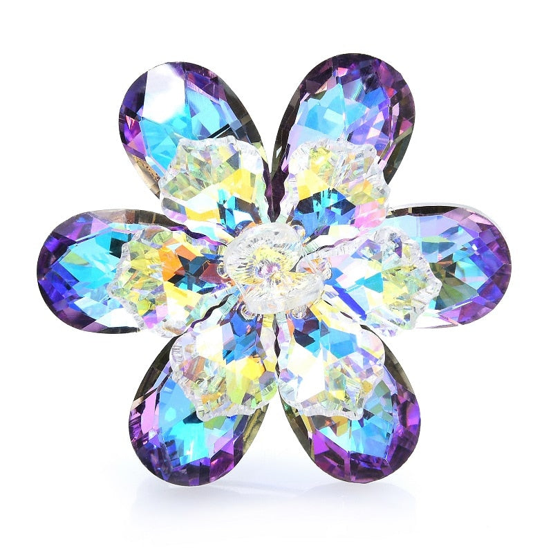 hining Glass Flower Brooches For Women