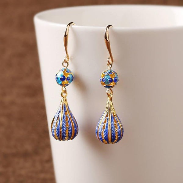 Independent design summer ladies new enamel porcelain hollow earrings