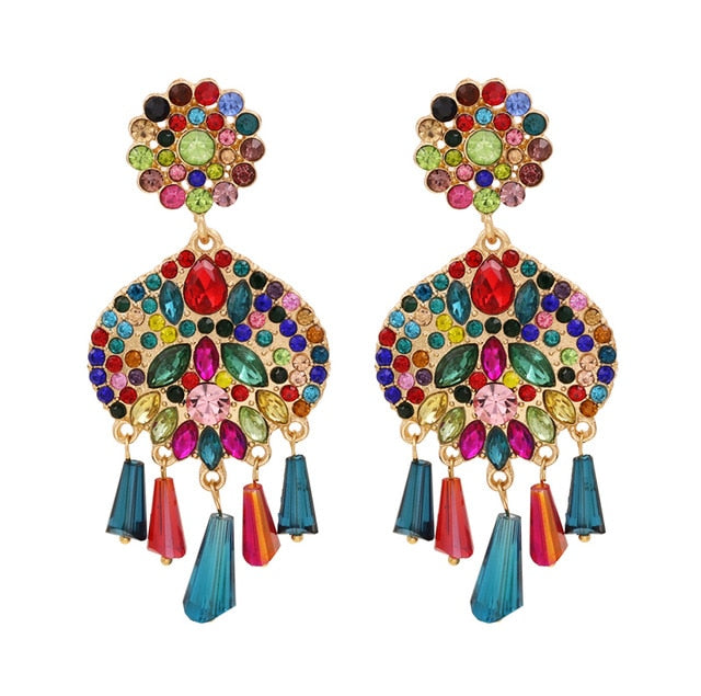 Crystal Earrings Women Large Big Statement Baroque Earrings