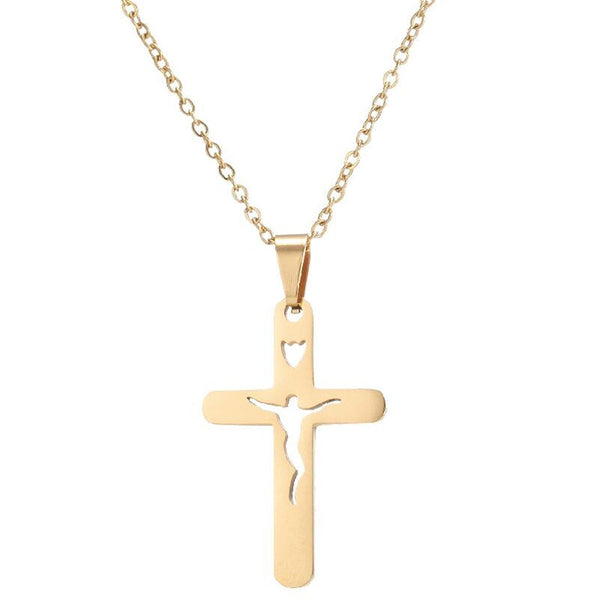 316L Stainless Steel Necklace Simple Classic Fashion Jesus Cross Antique Chain Necklaces