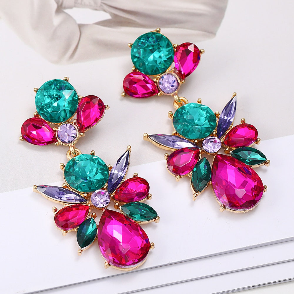 Fashion Luxury  Transparent Rhinestone Pendants Earring